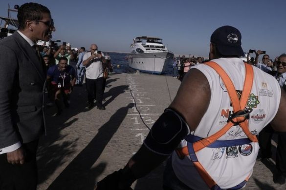 Egyptian Strongman Sets World Record by Pulling Ship with His Teeth