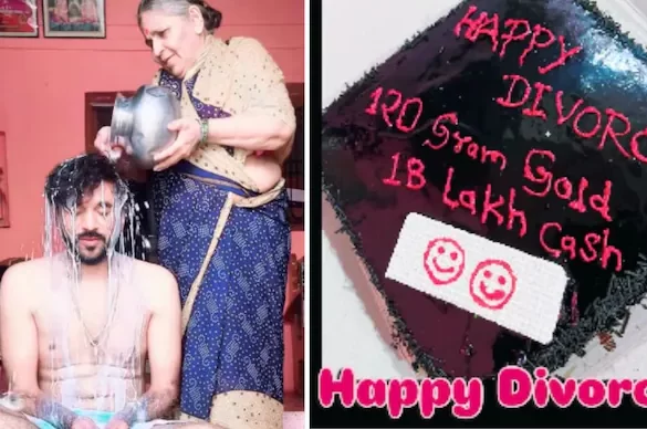 Indian Man Celebrates Divorce with Milk Bath from His Mother — Viral Video Sparks Debate