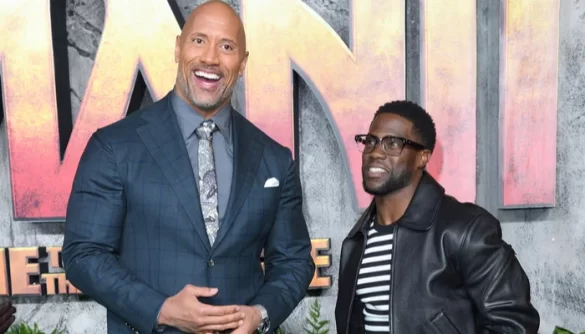 Off-Screen Fun: Dwayne Johnson and Kevin Hart Share Playful Moment on ‘Jumanji 4’ Set