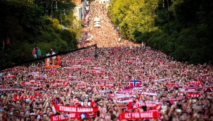 The men's national football team is greeted by the audience at Slottsplassen after returning to Norway from the USA, in Oslo, Norway, July 13, 2026. — Reuters 