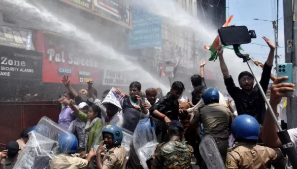 Indian Police Use Water Cannon to Disperse Protesters Over Exam Leak Allegations