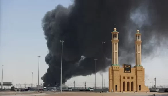 Ballistic missile intercepted over Riyadh as fire breaks out near airport