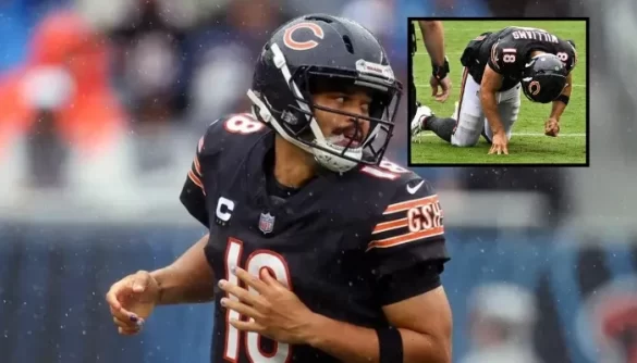 Caleb Williams carted off with hamstring injury as Bears lose opener