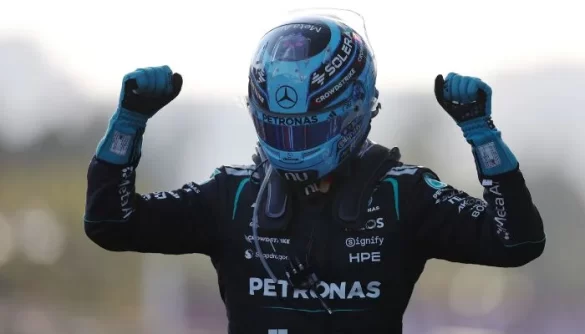 George Russell wins Azerbaijan GP after dramatic battle with Verstappen